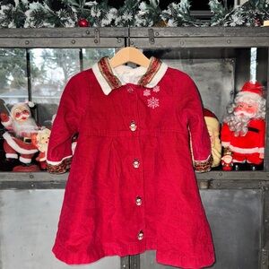 HTF Vintage Hanna Andersson Holiday Girls Corduroy long Coat size 2-3 red